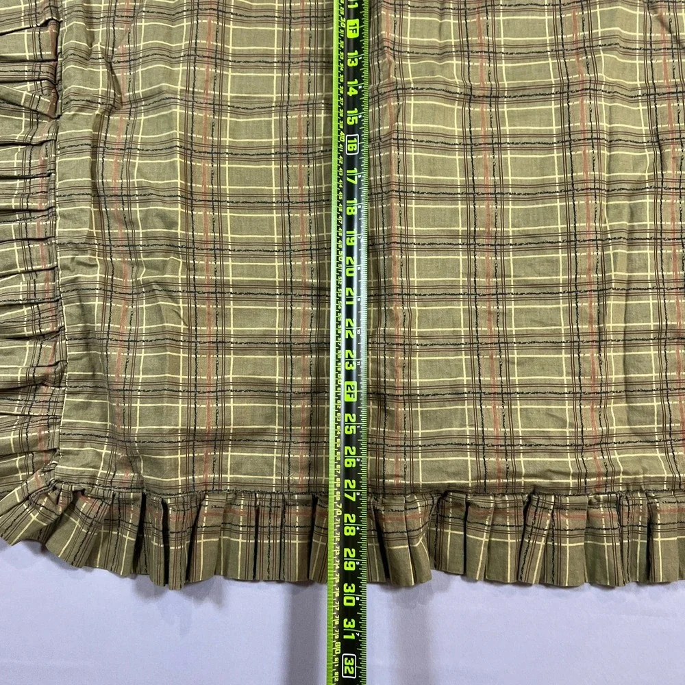 Set Of 2 Donna Sharp Pillowcase Standard Euro Green Plaid Pine Cone Embroidery